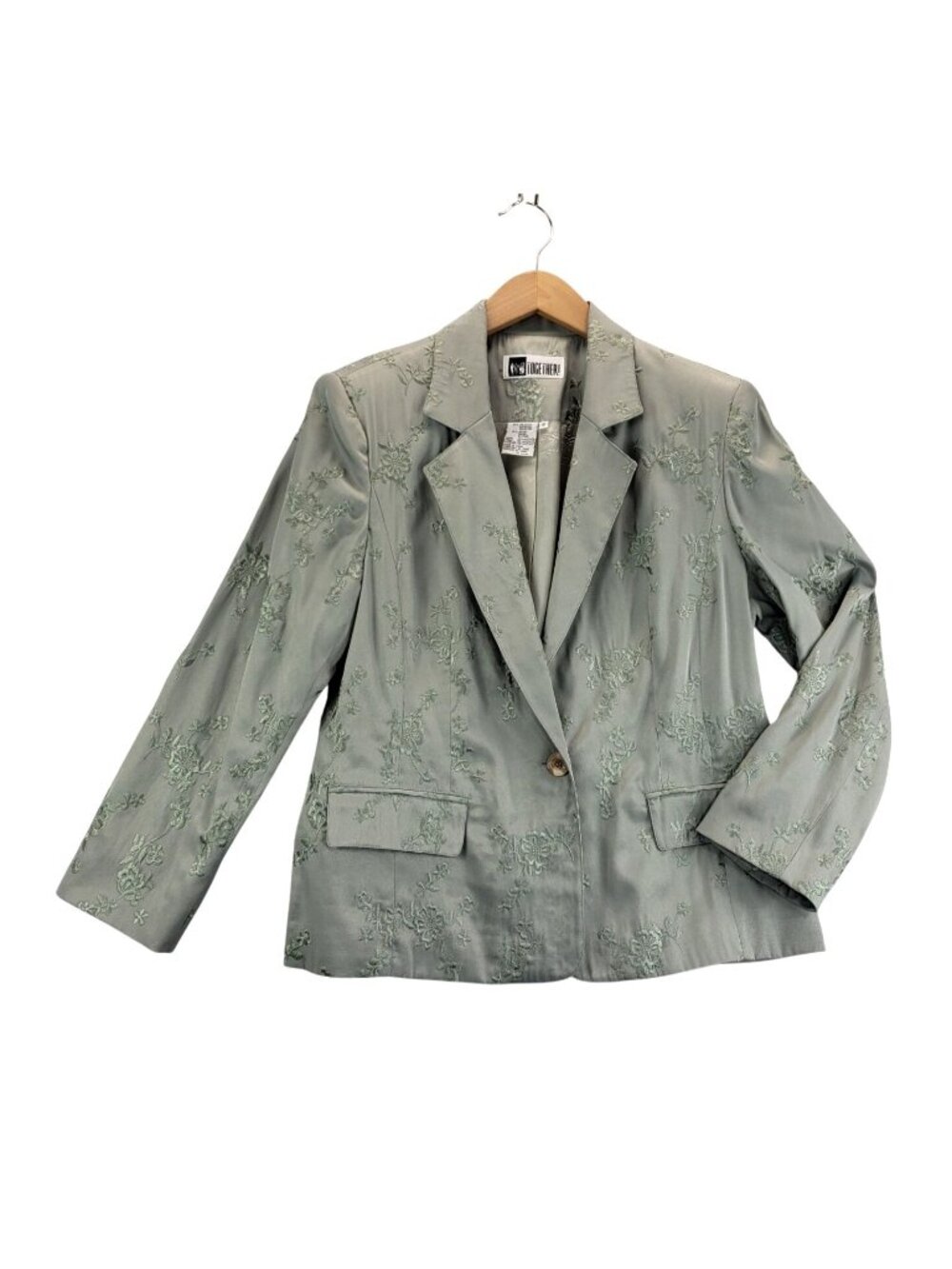 Sage Green Embroidered Tapestry Blazer 10 by Together Vtg 80/90s Career Wear